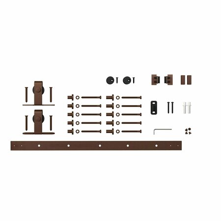 OUTWATER 6ft Top Mount Sliding Barndoor Hdwe Kit for Single Door up to 36in Oil Rubbed Bronze Powder Coated 3P5.7.00097